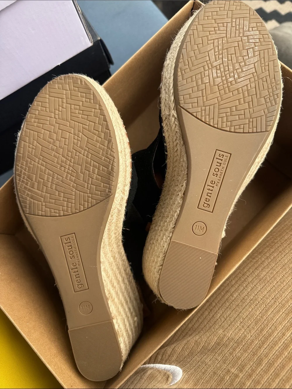 Gentle Souls Black Suede Espadrille Wedge Sandals | Comfort Platform | Size 11M